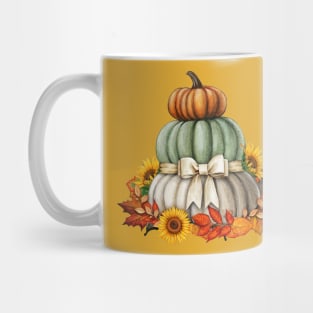 Thanksgiving -Pumpkin Tower,Sunflowers,Autumn Leaves Mug